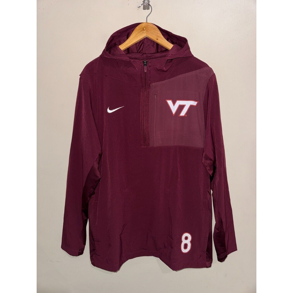 Men's L Nike Virginia Tech VT Hokies Football Team Issued PE 1/2 Zip Jacket #8